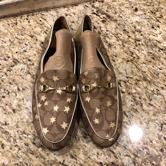 Coach Haley Loafer With Star Print Tan Brown Gold 10 - Picture 4 of 12